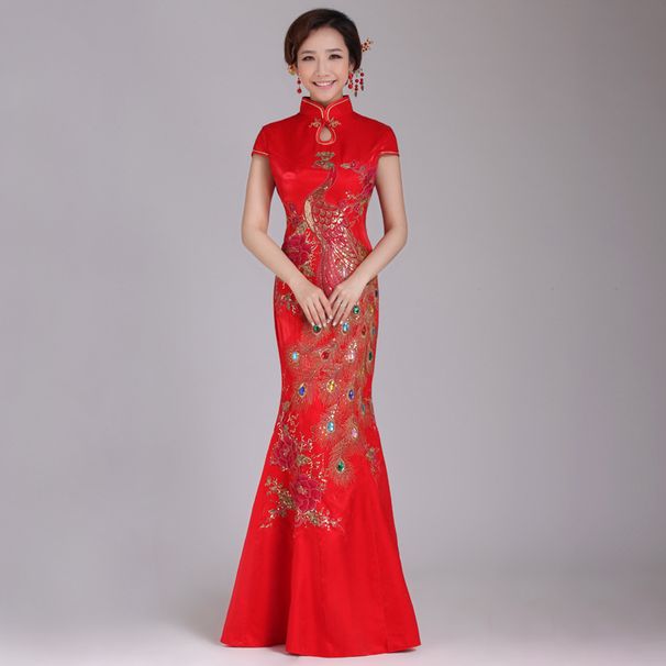 Elegant Chinese Qipao Dress Women's Fashion Long Cheongsam Retro Performance Costume Plus Size Modified Traditional Style_ecoleips.com