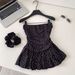 Strapless Floral Camisole for Women Pure Alluring Design Slim Fit Ruffled Hem Hair Tie Included Commuter Style Top_ecoleips.com