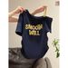 ng2510292 Navy Blue Off-shoulder Short-sleeve Women's T-shirt, 2026 Summer Design, With Contrasting Color Shoulder Straps, Ruched_ecoleips.com