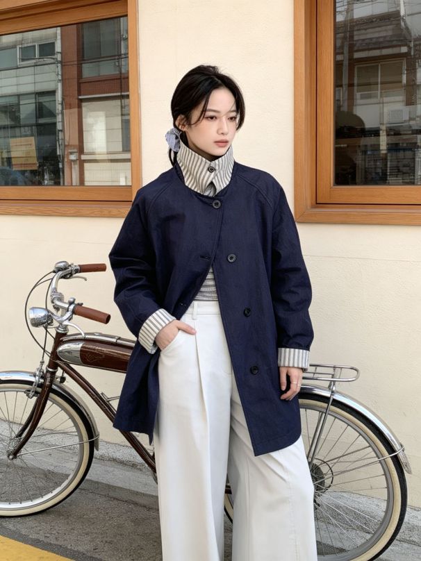 2026 New Spring Women's Clothing Patchwork Collar Long Sleeve Jacket For Women Commuting Versatile Korean Style Trench_ecoleips.com