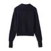 Fashion Versatile Navy Blue Lapel Zipper Knitted Sweater_ecoleips.com