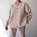 Women's Clothing new suit long sleeved round neck casual sweatshirt elastic sports trousers two piece suit_ecoleips.com