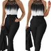 Women's Clothing autumn and summer temperament commuting print cross strap gradient top + solid color slim pants two piece set_ecoleips.com