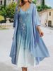 2025 Summer New EU-US Autumn Women's Casual Loose Long 2-piece Set - Printed Round Neck Dress Knitted Coat_ecoleips.com
