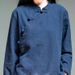 Women's Retro-Style Long-Sleeved Shirt With Stand-Up Collar, Made Of Cotton And Linen; Suitable For Both Spring And Autu_ecoleips.com