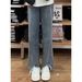 Spring/Summer Thin New Jeans Women, High Waist Slimming Split Hem Popular Flared Pants, Casual Nine-Tenths Length For_ecoleips.com