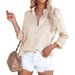 Women's Clothing Satin Long Sleeved V Neck Office Business Shirt Spot_ecoleips.com