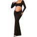 Women's Clothing Fashion Sexy Hollow Tube Top Solid Color Hip Wrapped Slim Fit Pregnant Woman Dress_ecoleips.com