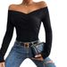 Voya 2026 European And American Women's Fashion Sexy Off-Shoulder Slim Fit Elegant Knitted Long-Sleeve Ladies_ecoleips.com