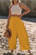 2026 European And American Women's Clothing Elastic Waist Pleated High Waist Wide Leg Pants Loose Casual Cotton And Linen Trousers_ecoleips.com