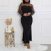 Women's Clothing Women's Fashion Elegant Mesh Splicing Tops Long Skirt Suits_ecoleips.com