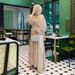 Verve Puff Sleeve Beaded Cardigan With Sleeveless Inner Two-Piece Set Flowing Sheer Long Dress_ecoleips.com
