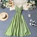 Elegant Back-Tie Maxi Dress – Flowy V-Neck Sundress With Adjustable Waist (5 Colors, S-XL)_ecoleips.com