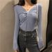 girl Sexy Cross V-Neck Slim Knit 2024 New Korean Style Long Sleeve Top Autumn Winter Pullover Base Sweater For Women_ecoleips.com