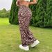 Women's High-Waisted Midi Skirt Leopard Print Knit Knee-Length Fitted Spring New Arrival_ecoleips.com