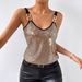 Women's Clothing Sexy Sequined Camisole Top American Style Backless Clothing Spot_ecoleips.com