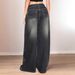 European And American Street Fashion Retro Dark Print Color-blocking Low-waist Loose Straight Washed Distressed Casual_ecoleips.com