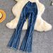 Trendy Denim Two-Piece Set For Women - High Waist Skinny Jeans & Strappy Top - Sexy Cowgirl Outfit (Blue, S/M/L/Xl)_ecoleips.com