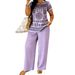 V-Neck Floral Print Lounge Set - Soft Stretch Jogger Pants & Tunic Top For Women_ecoleips.com
