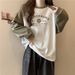 Real Shot Of Foreign Trade Women's Sweatshirt With Contrasting Color Letter Print, Raglan Long Sleeves, Round Neck For_ecoleips.com