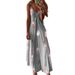 Women's Clothing Slim Fit Feather Print Maxi Dress Sleeveless Low Cut V Neck Spaghetti Strap Women's New Arrival_ecoleips.com
