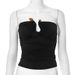 Y24TP415 European And American Women's Clothing Autumn Solid Color Strapless Backless Ruched Agate T-shirt Top_ecoleips.com