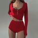 European And American Women's Sexy Low-Cut V-Neck Tight-Fitting Long-Sleeve Top Fashion Sports Style Ultra-Short Pants_ecoleips.com