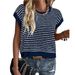 Cross-Border European And American Women's Clothing 2025 Summer New Round Neck Knitted Top Casual Striped_ecoleips.com