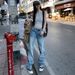 Light Blue Women's Straight Leg Jeans Low Waisted Slimming Long Legged Autumn Style Retro Sexy Denim_ecoleips.com