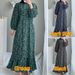 Women's Casual Long Sleeved Open Front Loose Printed Dress Button Neck Detail_ecoleips.com