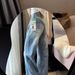 American-style High Street Loose Straight-leg Jeans For Petite Women, With A Stylish Design, Washed Blue, High-waisted,_ecoleips.com