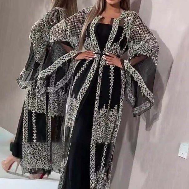 Women's Clothing Lace Deep V Neck Wedding Retro Evening Dress_ecoleips.com