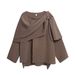 Cloak Style Scarf Split Knitted Sweater Women's Top_ecoleips.com