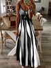 K New Casual Camisole Printed V-neck Sleeveless Dress. No Necklaces Or Other Accessories_ecoleips.com