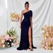 Women's Clothing New Party Evening Dress Party Sequin One Shoulder Slit Dress Evening Dress_ecoleips.com