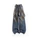 High Street Fart Curtain Wide-Leg Jeans For Women 2025 Autumn New Slim High-Waist Loose Retro Ripped Straight Pants_ecoleips.com