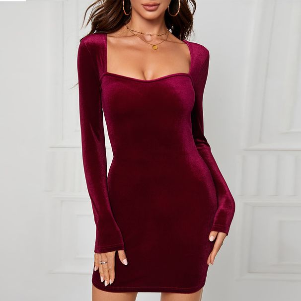 Voya Women's Spring And Summer Waist Slimming Velvet Wrapped Short Skirt Sexy Tight Party Dress Gold Velvet Dress_ecoleips.com
