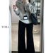 Women's Winter Flared Jeans - Warm Fleece-Lined Straight Leg Black Denim Pants For Everyday Comfort_ecoleips.com
