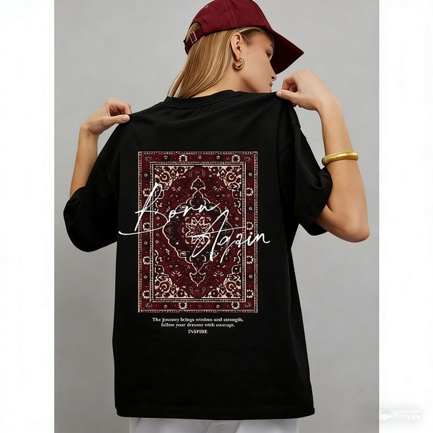 Unique Fashionable 100% Cotton Short Sleeve T-Shirt European And American Style Retro Oversized Versatile Top Trendy_ecoleips.com