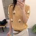 Small Floral Embroidery Puff Sleeve Ice Silk Knit Top For Women, European Station 2026 Spring New European-Style Women's_ecoleips.com