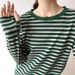 Striped Long-Sleeved Women's Autumn Loose Korean-Style T-Shirt With A Base Layer Underneath_ecoleips.com