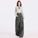 American-style High-waisted Camouflage Wide-leg Jeans Women, Loose Slimming Straight Pants Spring And Autumn, Available_ecoleips.com