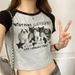 American Retro Style Spicy Girl Raglan Sleeve Color-block Printed T-shirt For Women, 2024 New Summer Short-sleeve_ecoleips.com