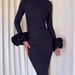 Women's Elegant Long Sleeved Slit Dress Spring Casual Banquet Partywear_ecoleips.com