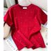 Women's Red Heart Rhinestone Cotton T-Shirt Casual Summer Top Crewneck Tee Fashion Zodiac Year Design_ecoleips.com