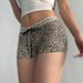 2025s Women's Leopard Print Lace Patchwork High Waist Stretch Hot Pants Sexy Slimming Butt Lifting Casual Trim Shorts_ecoleips.com