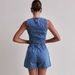 Women's Clothing High Waist Loose Fit Denim Shorts Set Sleeveless Spring Summer Design_ecoleips.com