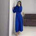 European And American Foreign Trade 2025 Autumn New Long-Sleeve Waist-Cinched Puff-Sleeve Solid Color Fairy-Style_ecoleips.com