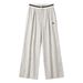 Old Qian High-Waist Minimalist Embroidered Bee Pattern Linen Pants Wide Leg Elastic Waistband Loose Fit Women's Bottoms_ecoleips.com