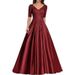Elegant V-Neck Lace Evening Dress – Long A-Line Gown With Cap Sleeves For Parties & Hosting (XS-3XL, 5 Colors)_ecoleips.com